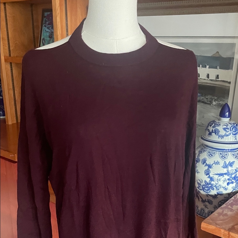 Splendid Burgundy Cold Shoulder Sweater Medium EUC - Picture 4 of 8